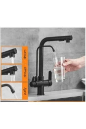 Mutfak Evye Bataryası Dual Flow Su Arıtma Çıkışlı Yeni Tasarım Siyah Fiskiyeli 7 Yıl Garanti Ithal thumbnail 1
