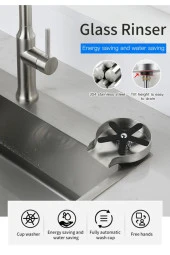 Mutfak Evye Basınçlı Bardak Yıkama Bataryası Otomatik Fiskiye Mat Krom Nikel 5 Yıl Garantili - 3