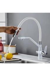 Mutfak Evye Bataryası Dual Flow Su Arıtma Çıkışlı Yeni Tasarım Beyaz Spiralli 7 Yıl Garanti thumbnail 4