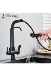 Mutfak Evye Bataryası Dual Flow Su Arıtma Çıkışlı Yeni Tasarım Siyah Fiskiyeli 7 Yıl Garanti Ithal thumbnail 3