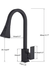 Mutfak Evye Bataryası Fiskiyeli Çift Akış Ayarlı Yeni Tasarım Mat Siyah 5 Yıl Garantili thumbnail 2