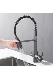 Mutfak Evye Bataryası Dual Flow Su Arıtma Çıkışlı Antrasit Gri Spiralli 7 Yıl Garanti Ithal thumbnail 3