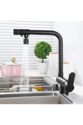Mutfak Pencere Önü Katlanır Evye Bataryası Su Arıtma Çıkışlı Yeni Mat Siyah 7 Yıl Garantili thumbnail 5