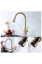 Mutfak Evye Bataryası Fiskiyeli Spiralli Çift Akış Ayarlı Mat Gold 7 Yıl Garantili Ithal thumbnail 4