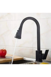 Mutfak Evye Bataryası Fiskiyeli Çift Akış Ayarlı Yeni Tasarım Mat Siyah 5 Yıl Garantili thumbnail 6