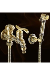 Spiralli Tuvalet Musluğu Banyo Klozet Bide Özel Temizlik 5 Yıl Garantili Antik Işlemeli thumbnail 1