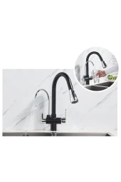 Mutfak Evye Bataryası Dual Flow Su Arıtma Çıkışlı Ithal Siyah Krom 7 Yıl Garantili thumbnail 2