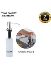 Ankastre Sıvı Sabunluk Krom Mutfak Eviye Ve Banyo Lavabo Uyumlu Ithal 7 Yıl Garantili 500ml - 1