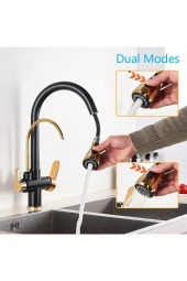 Mutfak Evye Bataryası Dual Flow Su Arıtma Çıkışlı  Siyah Gold 5 Yıl Garantili Smart Dokunmatik Yeni - 5