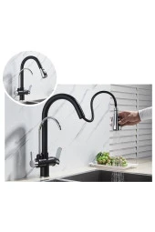 Mutfak Evye Bataryası Dual Flow Su Arıtma Çıkışlı Ithal Siyah Krom 7 Yıl Garantili thumbnail 6