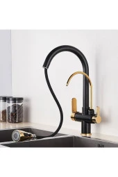 Mutfak Evye Bataryası Dual Flow Su Arıtma Çıkışlı  Siyah Gold 5 Yıl Garantili Smart Dokunmatik Yeni - 6