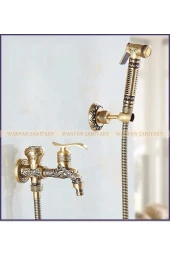 Spiralli Tuvalet Musluğu Banyo Klozet Bide Özel Temizlik 5 Yıl Garantili Antik Işlemeli thumbnail 2