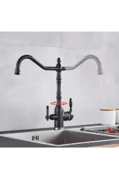 Mutfak Evye Bataryası Dual Flow Su Arıtma Çıkışlı Yeni Tasarım Siyah 5 Yıl Garantili thumbnail 2