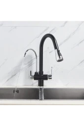 Mutfak Evye Bataryası Dual Flow Su Arıtma Çıkışlı Ithal Siyah Krom 7 Yıl Garantili thumbnail 4