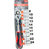 Lokma Takımı Soket Seti Cırcır Kollu 1/2" inç Uzatmalı 12 Parça - 1