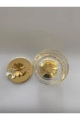 Ayaklı Gold Timeless Cam Magnolia Kasesi, Kelebek Kapaklı Dondurmalık, Şekerlik, Çerezlik - 4