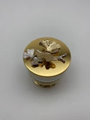 Ayaklı Gold Elysia Cam Magnolia Kasesi, Kelebek Kapaklı Dondurmalık, Şekerlik, Çerezlik - 4