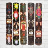 Ahşap Tiki Renkli Mask Duvar Dekoru Maske 100 cm thumbnail 5