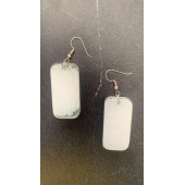 Dikdörtgen Şekilli Beyaz Renkli Ebruli Gece Yeşil Neon Olan Parlak Küpe Epoksi El Yapımı Hediyelik thumbnail 7