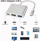 3in1 Type-C, USB-C, ThunderBolt3 Çevirici Çoklayıcı Adaptör HUB. HDMI Ses Görüntü + USB 3 OTG + Şarj  2.EL ÜRÜN - 2
