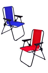 EXENT 2 Adet 2-6 yaş LÜX Çocuk Piknik Sandalyesi-Mini Kamp Sandalyesi-Kırmızı-Mavi - 1