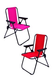 EXENT 2 Adet 2-6 Yaş LÜX Çocuk Piknik Sandalyesi-Mini Kamp Sandalyesi-Kırmızı-Pembe thumbnail 1