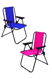 EXENT 2 Adet LÜX Çocuk Piknik Sandalyesi-Mini Kamp Sandalyesi-Mavi-Pembe - 1