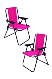 EXENT 2 Adet 2-6 Yaş LÜX Çocuk Piknik Sandalyesi-Mini Kamp Sandalyesi-Pembe thumbnail 1