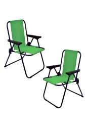 EXENT 2 Adet LÜX Çocuk Piknik Sandalyesi-Mini Kamp Sandalyesi-Yeşil - 1