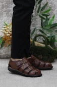Mehmet Mete 102 Taba Kale Comfort Hakiki Deri Erkek Sandalet - 1