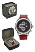 Beşiktaş Orijinal Multifonksiyon Erkek Kol Saati Kırmızı Deri Kordonlu Hediyelik Ahşap Kutulu - 1