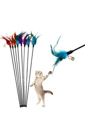 3B Trend Çıngıraklı Tüylü Kedi Oyun Çubuğu Kedi Oltası Oyuncağı - 1