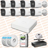 Provzen Hikvision 8 İp Güvenlik Kamerası Seti 4mp Colorvu Hibrit - 1