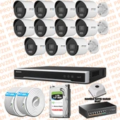 Provzen Hikvision 11 İp Kameralı 4mp Colorvu Dahili Mikrofon Set - 1