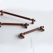 Talas Eskitme Antik Bakır Çizgili Metal 128 mm Mobilya Mutfak Çekmece Dolap Kulpu Kulbu Kulpları - 5