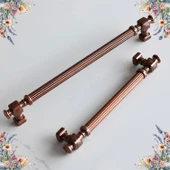 Talas Eskitme Antik Bakır Çizgili Metal 224 mm Mobilya Mutfak Çekmece Dolap Kulpu Kulbu Kulpları - 7