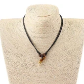 Doğal Tibet Beyaz 3-4cm Kurt Dişi Kolye Ayarlı İp Çift Boncuklu - 6