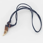 Doğal Tibet Beyaz 3-4cm Kurt Dişi Kolye Ayarlı İp Çift Boncuklu - 8