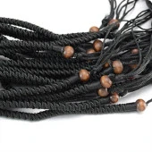 Doğal Tibet 3-4cm Kurt Dişi Kolye Brown Ayarlı Örgü İp 2 Boncuk - 4