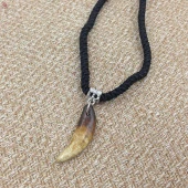 Doğal Tibet 3-4cm Kurt Dişi Kolye Brown Ayarlı Örgü İp 2 Boncuk - 11