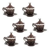 6'lı Gelincik Nescafelik Fincan Antik Bakır - 1