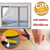 Beyaz Hazır Sineklik Tülü Çift Kat Sök Tak Pratik Yıkanabilir Pencere Kapı Sinekliği 150x125 cm thumbnail 1