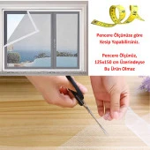 Beyaz Hazır Sineklik Tülü Çift Kat Sök Tak Pratik Yıkanabilir Pencere Kapı Sinekliği 150x125 cm thumbnail 4