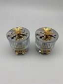 2'li Ayaklı Gümüş Elysia Cam Magnolia Kasesi, Kelebek Kapaklı Dondurmalık, Şekerlik, Çerezlik - 3