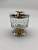 2'li Ayaklı Gümüş Elysia Cam Magnolia Kasesi, Kelebek Kapaklı Dondurmalık, Şekerlik, Çerezlik - 4