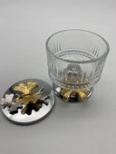 2'li Ayaklı Gümüş Elysia Cam Magnolia Kasesi, Kelebek Kapaklı Dondurmalık, Şekerlik, Çerezlik - 5