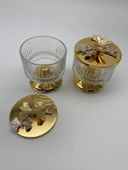 2'li Ayaklı Gold Elysia Cam Magnolia Kasesi, Kelebek Kapaklı Dondurmalık, Şekerlik, Çerezlik - 3