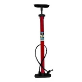 El Tipi Klasik Plastik Bisiklet Hava Pompası Ayak Tutamaklı Pompa Kırmızı thumbnail 3