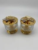 2'li Ayaklı Gold Elysia Cam Magnolia Kasesi, Kelebek Kapaklı Dondurmalık, Şekerlik, Çerezlik - 4