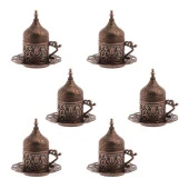 6'lı Osmanlı Kahve Fincanı Lale Bakır thumbnail 1